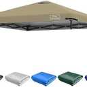 10x10 Replacement Top Pop Up Canopy Tent Top Cover Roof with Air Vent and Adjustable Elastic Strap, Polyester UV Waterproof for Outdoor Garden Patio Pavilion Sun Shade(Top Only) (Khaki)