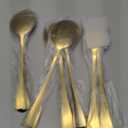 Patelai 6 Pack Serving Spoons Set Includes 4 Serving Slotted Spoons and 2 Forks Stainless Steel Buffet Dinner Restaurant Set for Party Banquet, 8.7 Inch(Gold)