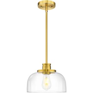 Emak 10 Inch Pendant Lights Kitchen Island, Brushed Gold Pendant Light Fixtures with Clear Glass Shade, Modern Island Lights for Kitchen, Dining Room, Bathroom, PL131-BGD-CG