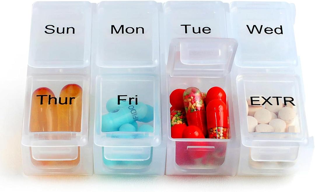 Weekly Travel Pill Organizer Case for Purse with Removable 7 Day Box, Fashionable Pill Container for Medicine, Vitamin, Supplement (1 Pack)