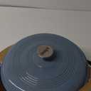 Lodge 7.5 Quart Enameled Cast Iron Dutch Oven with Lid  Dual Handles  Oven Safe up to 500 F or on Stovetop - Use to Marinate, Cook, Bake, Refrigerate and Serve  Storm Blue