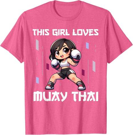 This Girl Loves Muay Thai, Funny Muay Thai, Girls Kids T-Shirt, M, Pink Heather