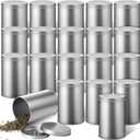 Irenare 20 Pack Tea Canisters for Loose Tea Tin Canister with Airtight Double Lids 16 oz Metal Coffee Cans Empty Small Round Kitchen Container for Sugar Candy Herbs Spices Food Container(Silver)