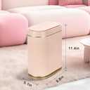 ELPHECO Bathroom Trash Can 2 Gallon Plastic Smart Garbage Can Waterproof Wastebasket Bathroom Decor Narrow Garbage Bin with Automatic lid for Bedroom, Kitchen (Pink Gold)