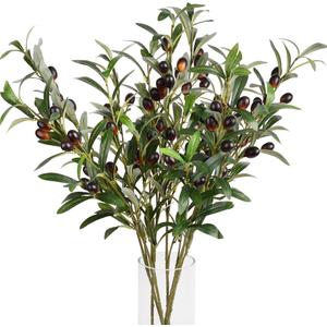 10 PCS 18 Inch Artificial Olive Branches for Vases - Realistic Faux Olive Tree Stems with Lifelike Leaves & Fruits, DIY Centerpiece Decor for Home Wedding Office Cafe, Includes Easy-Bend Wire