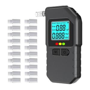 Breathalyzer, Portable BAC Tester with Digital LCD Display, Personal Breath Alcohol Device with 20 Mouthpieces, Compact Handheld Monitor for Home, Travel, Parties, Car, Easy Use