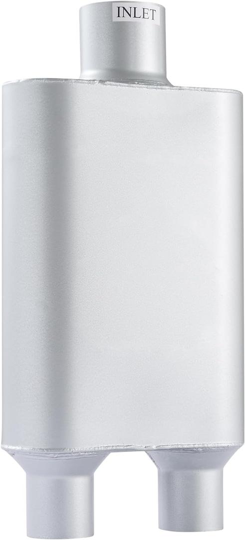 Universal Mufflers Performance Automotive Exhaust Aluminized Steel Muffler three Chamber center in dual out overall 23" (3" center in | 3" dual out)