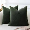 OTOSTAR Pack of 2 Textured Boucle Throw Pillow Covers Square Pillow Cases Cozy Soft Decorative Couch Cushion Case for Chair Sofa Bedroom Living Room Home Decor 24 x 24 Inch, Forest Green (24" x 24" (Pack of 2))