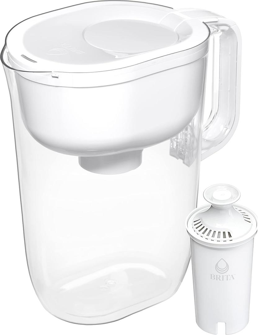 Brita Large 10 Cup Water Pitcher with 1 Standard Filter, Made Without BPA, Huron, Small, Bright White