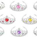 S & E TEACHER'S EDITION 8 Pcs Tiaras Crown Set, Princess Dress Up Costume Birthday Party Favor Headwear, Hair Decoration, Accessories Kid Birthday for Boys & Girls.