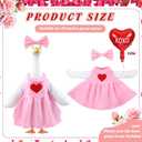 Valentine's Day Goose Outfit with Balloon for 23" Porch Goose Holiday Pink Red Heart Cloths Costume Valentines Party Outdoor Garden Patio Yard Lawn Art Decoration