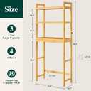 Smiry Over The Toilet Storage Cabinet, 3-Tier Bamboo Bathroom Organizers with Adjustable Shelf & 4 Hooks, Space Saving Shelf Rack for Bathrooms, Laundry Room, Balcony, Natural