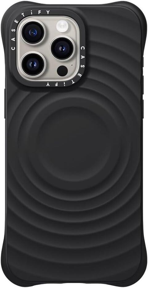 CASETiFY Ripple iPhone 15 Pro Max Case [2X Military Grade Drop Tested/Wave Textured/Compatible with Magsafe] - Black