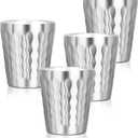 Offiper Stainless Cups, 10 oz Insulated Tumbler, 4 Pack Double Wall Unbreakable Stackable Water Tumblers Insulated Metal Cup Premium Drinking Glasses for Travel Camping Home Outdoor (fire diamond-patterned)