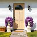 HyeFlora Artificial Flowers for Outdoors, 2pcs Faux Hanging Morning Glory Silk Fake Flowers Lifelike Artificial Plants UV Resistant Flowers for Outside Planter Patio Garden Porch Decor (Purple Red)