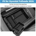 Center Armrest Double-Layered Storage Box for Hyundai Palisade 2026 Center Console Organizer Tray Interior Accessories