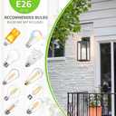 MAXvolador Outdoor Wall Sconce, Exterior Waterproof Wall Lantern Light Fixtures, Black Porch Lights with Toughened Glass Shade, Anti-Rust E26 Socket Front Door Mount Lighting, 2 Pack