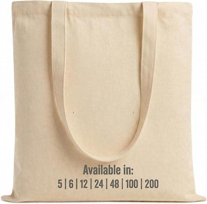 Salt Earth 5 Pack Canvas Tote Bags Bulk Reusable Totes for Grocery - Natural | Salt Earth Cotton, Lightweight Bulk Shopping Cloth Bags, Suitable for DIY, Advertising, Promotion, Gift, Beach, Travel