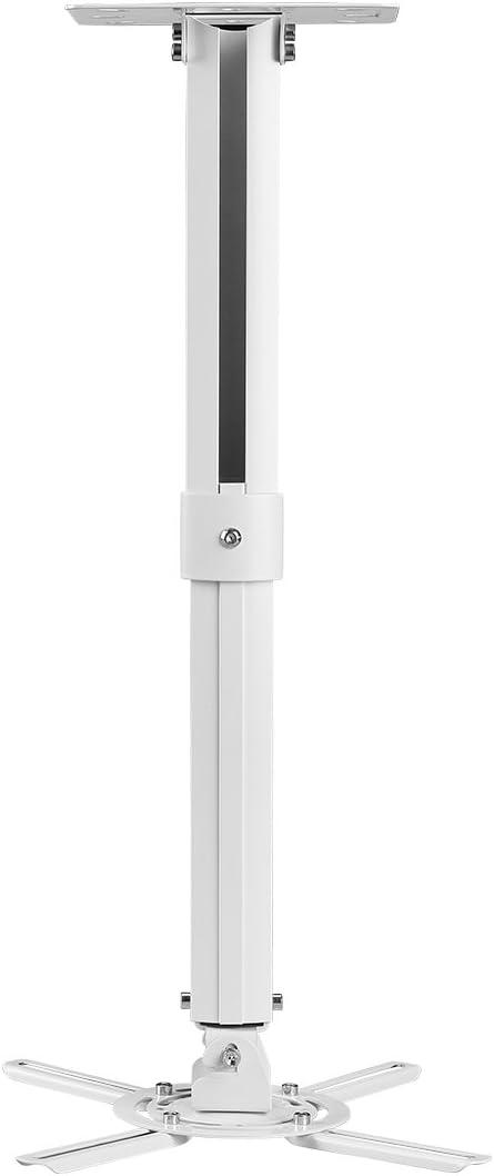 suptek White Projector Ceiling Mount Bracket Fits Flat or Sloped Ceiling Height Adjustable with Extendable Length for LCD/DLP Projectors (PR05) (13-21in)