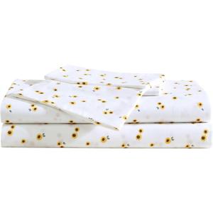 Eddie Bauer - Sheet Set, Cotton Percale Bedding with Matching Pillowcases, Crisp & Breathable, 200-Thread Count, Classic Comfort Essentials (Sunflower Yellow, King)