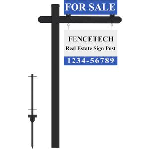 5.3ft Vinyl PVC Real Estate Sign Post, Realtor Yard Sign Post, 36" Arm Holds Up to 24" Sign - Black (No Sign)
