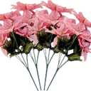 FERIAL 4 Pcs Christmas Artificial Flowers Poinsettia Flowers 7 Heads Silk Poinsettia Christmas Floral Bouquet Winter Artificial Poinsettia Bushes for Xmas Party Holiday Arrangements Decoration(Pink)