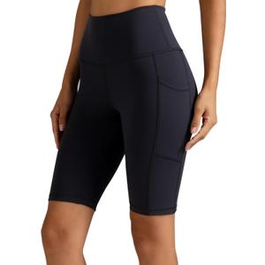 Colorfulkoala Women's High Waisted Biker Shorts with Pockets 8" /10" Inseam Workout Yoga Shorts Running Tights (Black, XS)