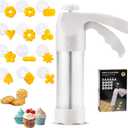 Cookie Press Gun Kit, Spritz Cookie Press, Cookies Maker, Stainless Steel and Plastic, with 12 Cookies Discs and 6 Nozzles for Baking Biscuit Making and Cake Decoration