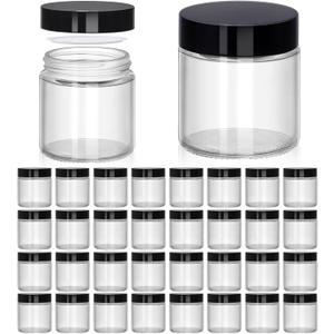 4 oz Clear Glass Jars with Lids - 32 Pack Cosmetic Containers with Inner Liners, Wide-Round Smooth Mouth, Sealable for Creams, Lotions, Essential Oils, Body Butter, Travel Samples