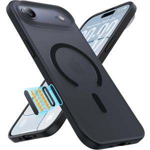 Magnetic Shockproof for iPhone Air Case,[Fit for MagSafe] [Military-Grade Drop Tested] Magnetic Translucent Matte Back Bumper iPhone 17 Air Case Anti-Fingerprint Anti-Scratch 6.5", Black