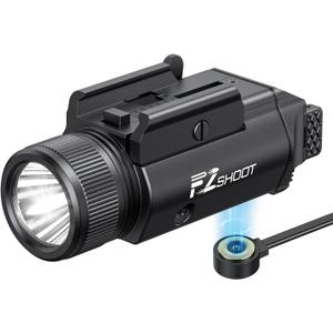 EZshoot 2400 Lumens Pistol Light with Strobe Mode, High Lumen Magnetic Rechargeable Led Pistol Flashlight with Quick Install Design, Light with Adjustable Slide Rail for Picatinny GL Rail
