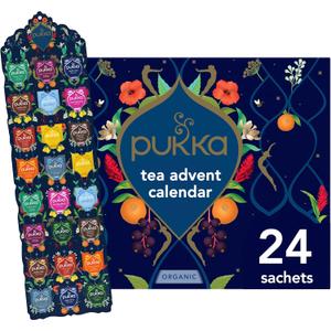 Pukka 2024 Advent Calendar Organic Tea Sampler, Selection of 24 Delightful Black & Green Tea Infusions, Christmas Gift for Tea Lovers, 100% Organic