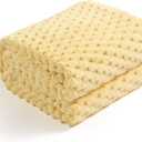 Excervent Flannel Fleece Throw Blanket (90x90 inches), Hexagon Jacquard Decorative Fuzzy Blankets for Household, Camping, and Travel, Super Soft Cozy, Suitable for All Seasons, Light Yellow