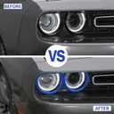 Voodonala for Challenger Headlight Headlamp Lampshade Accents Enhancements Cover Bezels Ring Cover Trim for 2015-2025 Dodge Challenger Exterior Accessories ABS 4PCS Blue