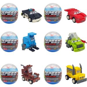 Anditoy 6 Pack Easter Eggs with Vehicle Building Block Toys Inside for Kids Boys Girls Teens Easter Basket Stuffers Fillers Gifts