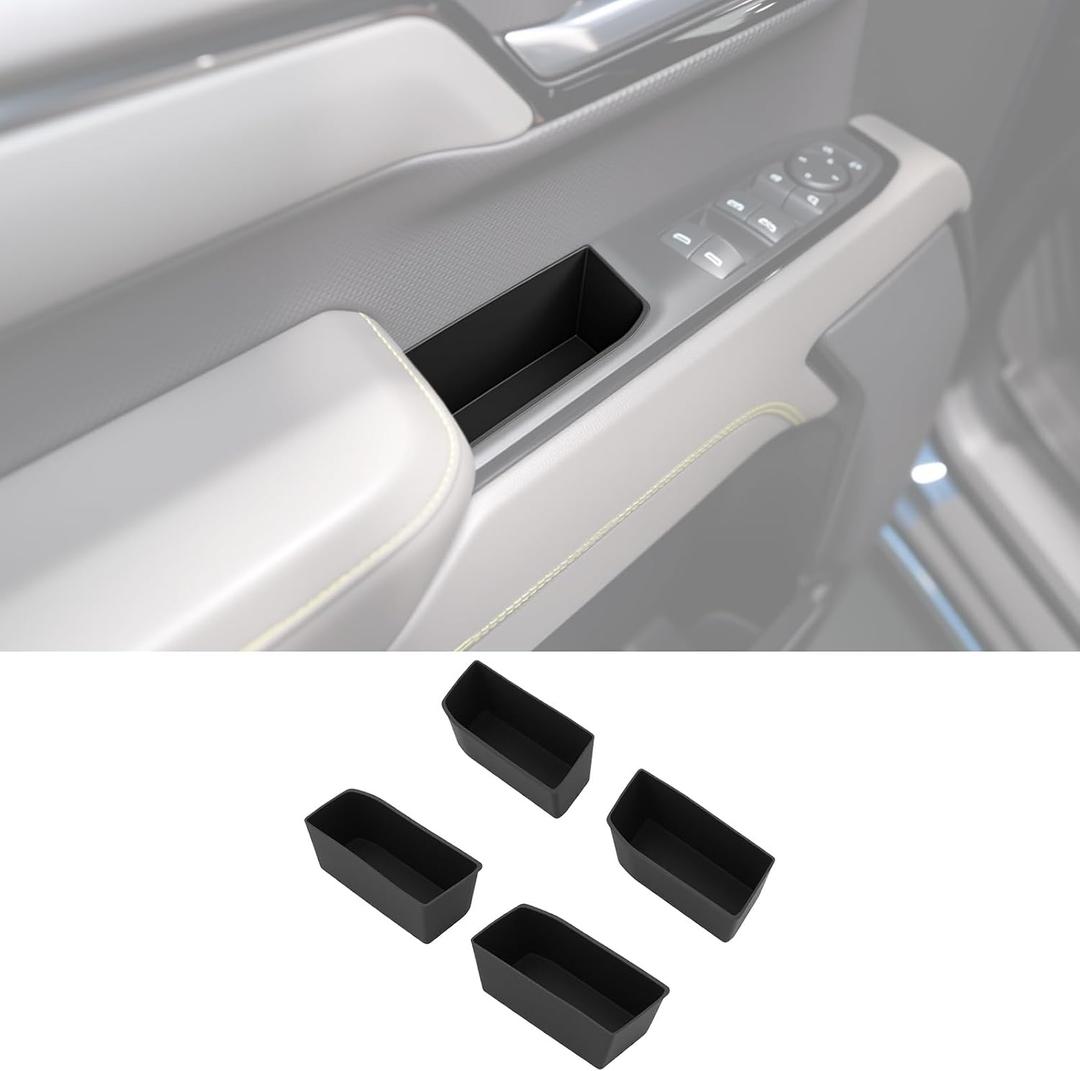 4PCS Door Handle Organizer for 2022-2025 Chevy Chevrolet Silverado/GMC Sierra Front & Rear Door Side Storage Box Phone Pocket Tray Inserts Accessories