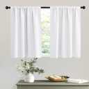 RYB HOME Room Darkening Curtains for Small Window Lower Portion Decor Energy Saving Drapes for Kitchen Bedroom Bathroom Downstairs Window RV Curtains, 42 x 36, Pure White, 2 Panels
