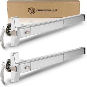IRONWALLS Panic Bars for Exit Doors With Handle 2-Pack, 27.5" Commercial Push Bar Device With Exterior Lever, Stainless Steel Emergency Bar for 27.5"-41" Doors
