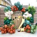 ECEAE 137Pcs Dinosaur Balloon Arch Garland Kit, Jurassic Themed Birthday Decorations with Green Blue Brown White Balloons, for Jungle Theme Party, Dino Balloon for Kids