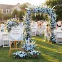 Suncalla 36 Pcs Blue Artificial Flowers Bouquet Set 8 Kind Faux Delphinium Rose Peony Chrysanthemum Hydrangea Baby's Breath Florals with Greenery Long Stem for Wedding Table Centerpiece Vase Decor