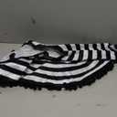 MACTING Christmas Black and White Tree Skirt, 30 Inch Annual Rings Tree Mat with Pom Poms for Xmas Tree Halloween Indoor Home Holiday Party Christmas Decorations