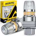 AUXITO Latest 3157 LED Bulb Amber, 3157A LED Turn Signal Bulb, 600% Brighter 3156 3057 4157 3457 4057 4114 LED Bulbs with Projector for Exterior Parking DRL Reverse Tail Brake Blinker Light, Pack of 2