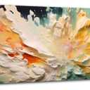 AIYISU Abstract Orange Wall Art Colorful White Orange Fluid Splash Canvas Painting Modern Abstract Colorful Art Prints for Living Room Bedroom Contemporary Artwork Office Home Decorations 14x48