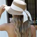 MakeMeChic Women's Wide Brim Sun Straw Hat UPF 50 Roll Up Cap Summer Hats (Khaki)