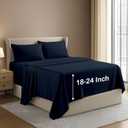 NON Sticky cotton 4 Piece King Extra Deep Pocket Sheet Set, 100% Egyptian Cotton, Soft and Breathable Bedding Sheets, Fits 18" to 24" High Mattress, 78" x 80", Navy Blue Solid