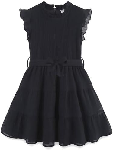 Bumeex Kids Tween Teen Girls Fashion Swing Casual Party Dress (14-15 Years, Black)