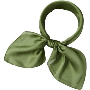 2 x Bellonesc Women's Scarfs 100% Silk Small Square Scarves 21" x 21" Real silk Hair Scarfs Neckscarfs for Women (Army Green)