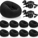 Realspring 9 Pcs Bean Bag Chairs for Adults Inflatable Chairs with Electric Air Pump,Blow up Couch Folding Portable Inflatable Couch Lazy Sofa for Reading Living Room Camping (Black)