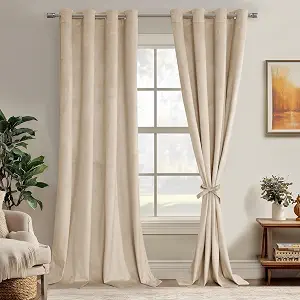 JIUZHEN Dark Grey Velvet Curtains 84 inches Blackout Curtains for Living Room - Privacy Protect Room Darkening Grommet Thick Velvet Window Drapes for Bedroom, Set of 2 with Tiebacks, 52W x 84L