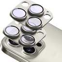 2-Pack Shatterproof Camera Lens Protector for iPhone 15 Pro/15 Pro Max |AR Tempered Glass Strong Adsorption Metal Camera Cover Screen(Titanium Grey)